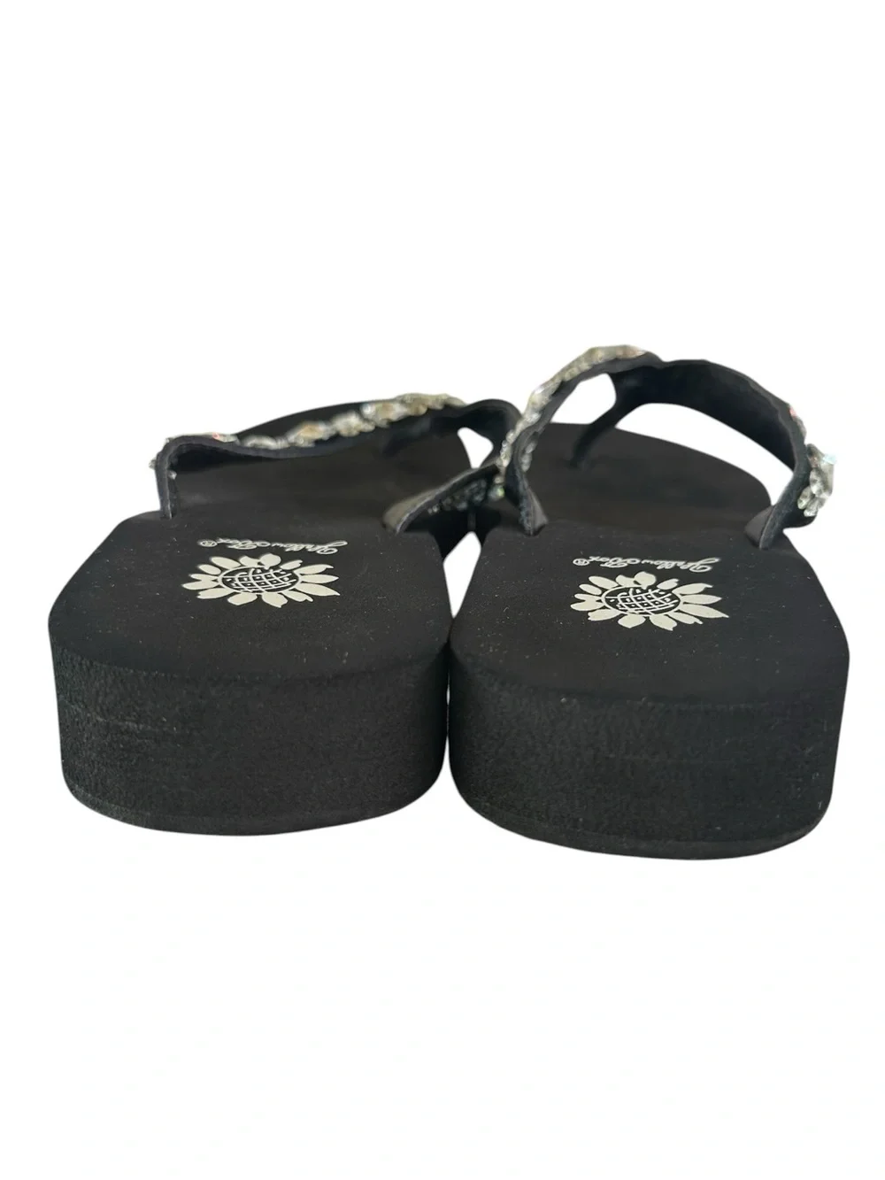 Yellow Box Women’s Black Jeweled Platform Thong Flip Flop Sandals